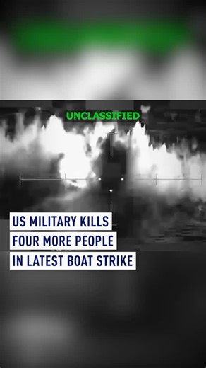 CGTN Europe on Instagram: "The US military has carried out another strike on what it says was a drug-trafficking vessel in the Eastern Pacific, according to US Southern Command.⁣ ⁣ Footage released shows an explosion hitting a boat, sending smoke and flames into the air. Southern Command said the strike was ordered by US Secretary of War Pete Hegseth and carried out by Joint Task Force Southern Spear, adding that four alleged traffickers were killed and no US forces were harmed.⁣ ⁣ #USMilitary #