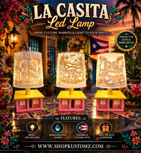 La Casita LED Lamp | Puerto Rico Lamp | Hispanic Home Decor | 3D Printed Lamp Base | Cultural Night Light | Unique Gift Idea | Custom Lamp - Etsy