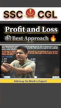 Profit and Loss Best Approach By Abhinay Sir | Abhinay Sir 💟||#ssc
