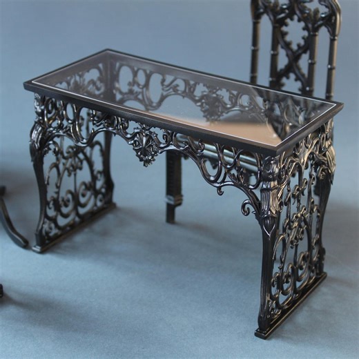 Neo-gothic Miniature Writing Desk, 1:6 or 1/12 Scale Doll & Dollhouse Table (transparent Top) - Etsy
