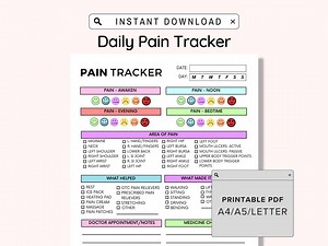 Daily Pain Tracker and Journal Printable, Chronic Pain Management, Pain Relief Diary, Pain Management Tool, Pain Log, for Medical Field, PDF - Etsy