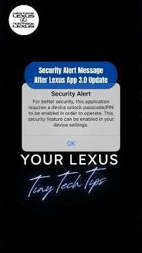 Are you getting a Passcode/PIN Message After Updating your Lexus App - Tiny Tech Tip
