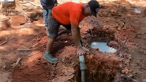 Foundation concrete and block‑work setup