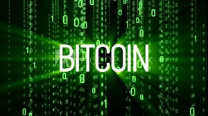 Cripto currency bitcoin. Global internet worldwide. Abstract Matrix Background. Binary Computer Code. Motion Tech Background. Available in 4K FullHD and HD