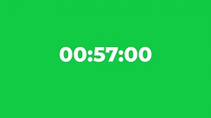 Download digital clock 1 minute countdown timer with shaking effect animation on green screen background for free