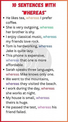 10 Sentences with "Whereas" | Learn How to Show Contrast in English