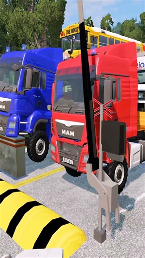 Double Flatbed Trailer Truck vs Speed bumps | Train vs Cars | Tractor vs Train | BeamNG Drive #599