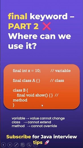 final keyword explained 🔥 | Part 2
