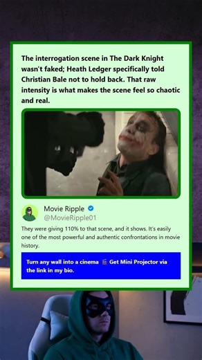 The interrogation scene in The Dark Knight wasnt faked Heath Ledger specifically told Christian Bale