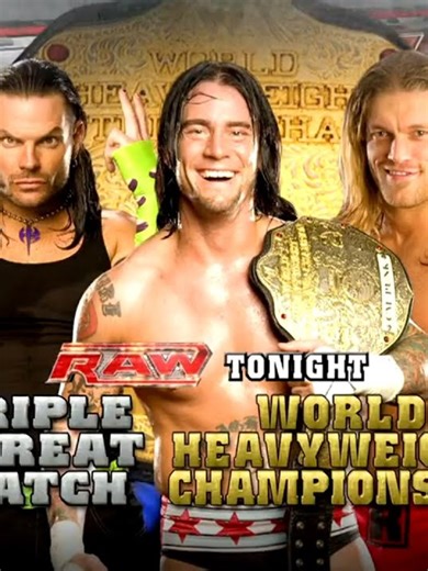 World Heavyweight Championship Match: CM Punk vs. Edge vs. Jeff Hardy #wwe #wweraw #prowrestling #cmpunk #jeffhardy