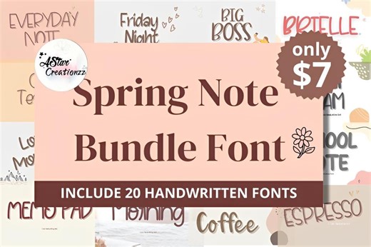 Spring Note Font Bundle | 20 Handwritten Fonts for Invitations, Branding, Projects - Etsy