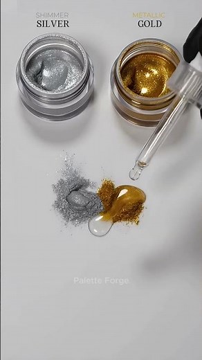 Shimmer Silver + Metallic Gold = ??? 🥂✨ #Shorts #ChampagneBronze #PigmentMixing #ColorMixing #ASMR