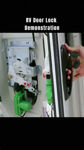 RV Door Lock Demonstration #tools #machine #factory #rv #stainlesssteel