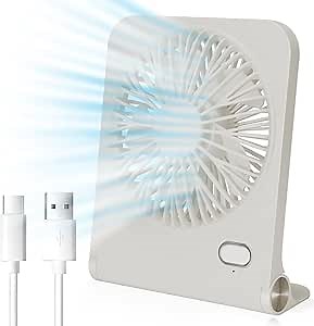Portable desktop USB fan - ultra quiet personal cooling, 160 ° tilt, 3-speed and battery powered - compact for travel, camping, office, and home - yellow