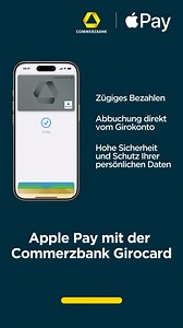 Neu: Apple Pay mit der Commerzbank Girocard. Girokonto abschließen und 50 € Online-Bonus sichern.² | Commerzbank