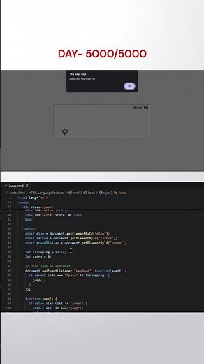 Chrome Dino Game Clone in HTML, CSS & JavaScript | Dino Jump Game 🦖💻