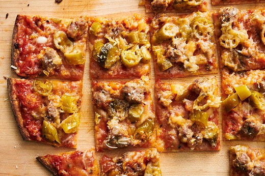 Chicago Thin-Crust (Tavern-Style) Pizza With Sausage and Giardiniera Recipe (with Video) • 5★ • 35 min, plus at least 3 1/2 hrs for the dough