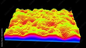 Big data digital layer landscape cyberspace grid technology. Thermal heat map. Visual data infographics design. Available in 4K FullHD video render footage Stock Video