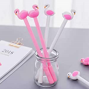 Sencoo 8 pack Blue Gel Pen Cute Anmial Fine Point Pen Student Flamingo Kawaii Pens