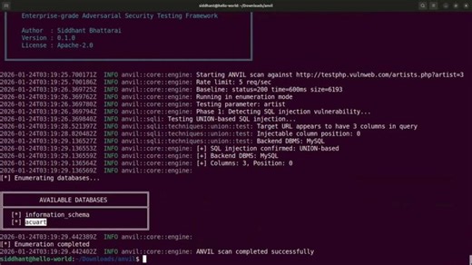 sqlinjection anvil | Siddhant Bhattarai