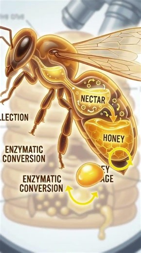 How bees make honey 🍯 #bees #honey #bee #nature #education #shorts #science