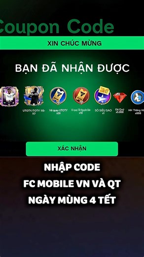 Nhập Code FC Mobile Sever Việt Nam Và Quốc Tế Mới Nhất Nhận Quà 🎁 #fcmobile #codefcmobile