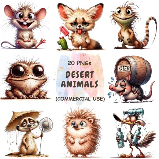 Desert Animals Clipart, 20 Watercolor Desert Wildlife PNG, Sahara Animal Illustrations, Nursery Wall Art | Digital Download | Commercial Use - Etsy