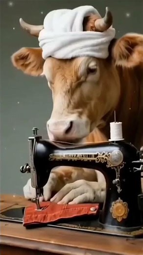 A cow is sewing#illustartion #anime #animals #fypシ゚viral#fantasi