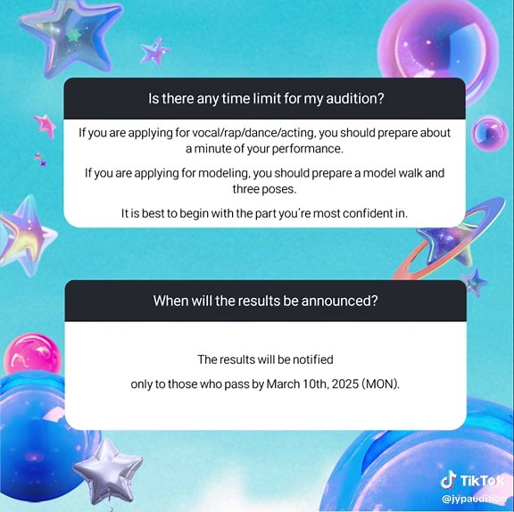 안녕하세요, JYP엔터테인먼트 캐스팅팀입니다. JYP 연습생 공채 19기 오디션 관련 FAQ 안내입니다. 여러분의 많은 지원 기다리겠습니다!💙 Hello, this is JYP Entertainment Casting Team. Please refer to the above for the JYP 19th Official Annual Audition FAQ. We will be waiting for your participation!💙 #JYP #JYPAUDITION #JYPENTERTAINMENT #JYP공채19기 #JYP19thOfficialAnnualAudition #캐스팅 #casting #오디션 #audition #박진영 #2PM #DAY6 #TWICE #StrayKids #BOYSTORY #ITZY #NiziU #XdinaryHeroes #NMIXX #VCHA #NEXZ #KickFlip