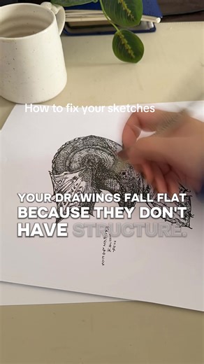 How to fix your drawings. Use structure first then detail later, simple shapes guide your detail, shading, and finishing techniques. Use them as boundaries and your proportions will look better in seconds. #howtodraw #drawing #arthelp #drawingtutorial