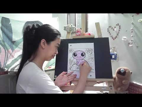 Adorable pink gecko coloring page