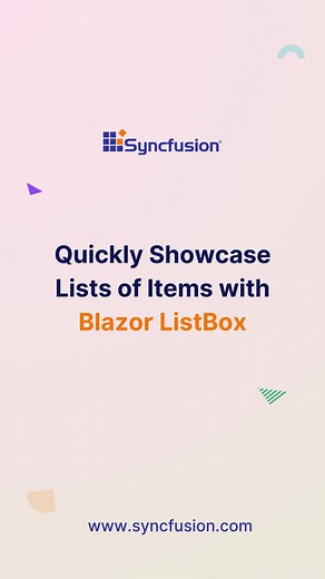 Easily display a list of data with our Blazor ListBox, featuring interactive multiselection, reordering, and drag-and-drop to another ListBox; a fully customizable appearance; and built-in selection modes. Discover more: https://www.syncfusion.com/blazor-components/blazor-listbox #blazor #lists #listbox | Syncfusion