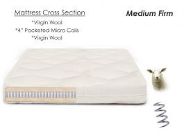 Tranquility 2 Hypoallergenic Mattress - 8 Inch Hypoallergenic Wool Mattress Medium Firm Micro Coil Core - The Futon Shop