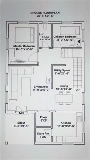 1100 sq.ft Home plan || Single family home plan ideas #homeplanneds #shortvideo