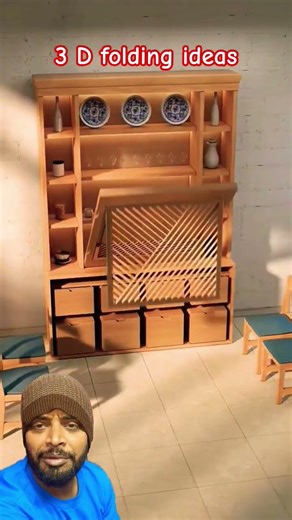 Space Saving 3D Folding Dining Table | Wall Mount Idea | #woodwork #diy #design