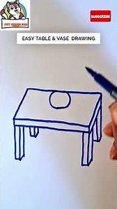 Learn How to Draw a Table and Flower Vase. Easy Step-by-Step Drawing for Kids #Shorts