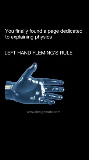 engifact on Instagram: "Fleming’s Left-Hand Rule is a simple way to remember the direction of force, magnetic field, and current when dealing with electric motors. You use your left hand and stick out your thumb, index finger, and middle finger so they’re all at right angles to each other (like an awkward superhero pose). Each finger represents something: • Thumb = Motion or Force (which way the object moves) • First finger (index) = Magnetic Field (from North to South) • Middle finger = Current