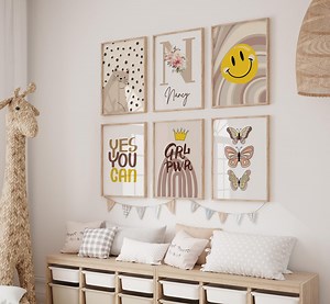 Girls Trendy Wall Art Set , Dorm Decor for College Girls, Boho Girls Room, Smiley Nursery Art, Teen Girl Wall Art Prints, Teenager Art Print - Etsy