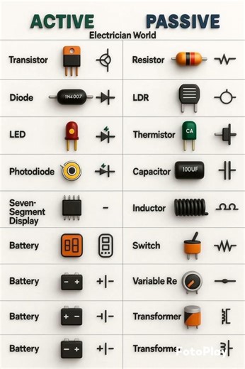 Active and Passive elements #active #passive #electrical #electronic #capacitor #resistance #shorts