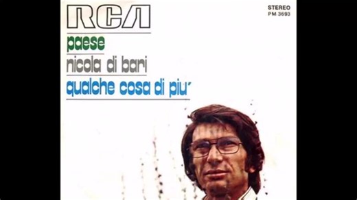 Nicola Di Bari - " Paese " (N.Di Bari-E.Fragione-S.Pitaresi) 1972 Nuovamente in gara a Canzonissima, Nicola Di Bari è ancora fra i protagonisti di quella gara canora. Come avvenuto l'anno prima, l'artista pugliese supererà tutte le fasi eliminatorie della gara ma nella serata finale, sarà proprio lo sconfitto dell'anno precedente, Massimo Ranieri, a surclassare tutti gli altri partecipanti, mentre la nostalgica Paese si dovrà accontentare del sesto posto della classifica generale. | L'Italia che
