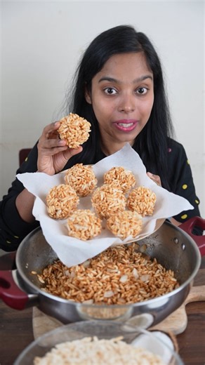 MinkuTinku on Instagram: "Winter Snacks ☕️ Murmura Ladoo"