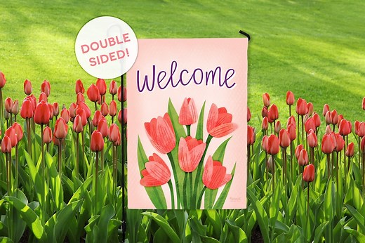 Tulips Welcome Spring Garden Flag - Double Sided Outdoor Decor - Etsy