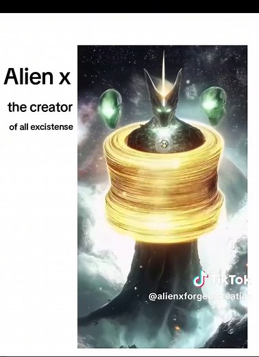 Alien X- The TRUE meaning of Existence. Alien X is a being beyond mortal comprehension, wielding the omnipotent power to reshape reality itself with a mere thought. He exists simultaneously across all dimensions, timelines, and universes, effortlessly bending space, time, and matter. With a flick of his hand, stars ignite or collapse into black holes. He can unmake galaxies, rewrite cosmic laws, and halt the expansion of the universe. Alien X's voice echoes across time, shaping entire histories