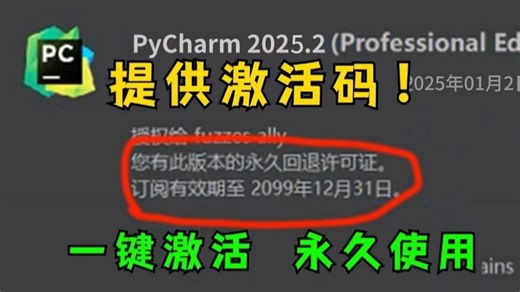 【永久激活码】2025最新python安装+pycharm安装激活教程，一键激活，永久使用，附专业版激活码+安装包，超详细Python教程！！