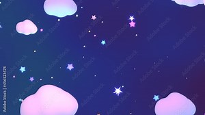 Looped cartoon starry night sky animation.SS cartoon starry night sky Stock Video