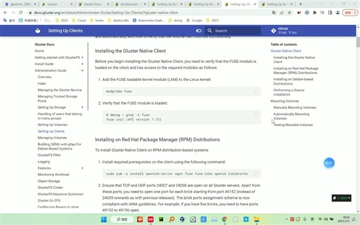 setting up glusterfs client