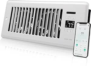 Super Quiet Register Booster Fan for 4" x 10" Register Holes, Smart Register Vent with Dual Intelligent Thermostat and WIFI App Control, Heating Cooling AC Vent Fan (White)