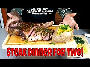 Beef Ribeye (Cowboy) Steak Cooked on Cast Iron! - Dinner for Two!
