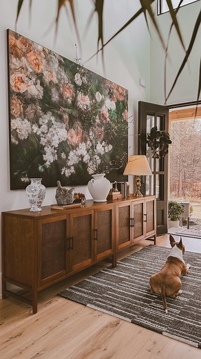 Free artwork?! YES! Type in “open access” and find THOUSANDS of free downloadable pieces of artwork that you are allowed to print and use! My two favorite sites are the @smithsonian and @ngadc! Then you can print them at your favorite print shop however big or small you want! I printed mine through @bigwalldecor because I already own one of their frames! PS a new BIGGER rug is coming soon to complement my big artwork and cabinets! | Lutz Go Home