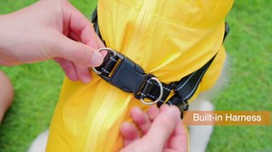 SlowTon Dog Raincoat Waterproof - Dog Rain Jacket with Harness and Hood Lightweight, Reflective Dogs Rain Coat for Large Medium Small Dogs Girl Boy Puppy Poncho Pet Clothes (Yellow, 2XL)